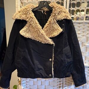 Free People Black and Tan Teddy Jacket